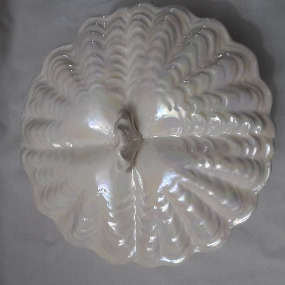 Beautiful Vintage Rainbow Iridescent Covered Ceramic Candy Dish - Picture 5 of 6